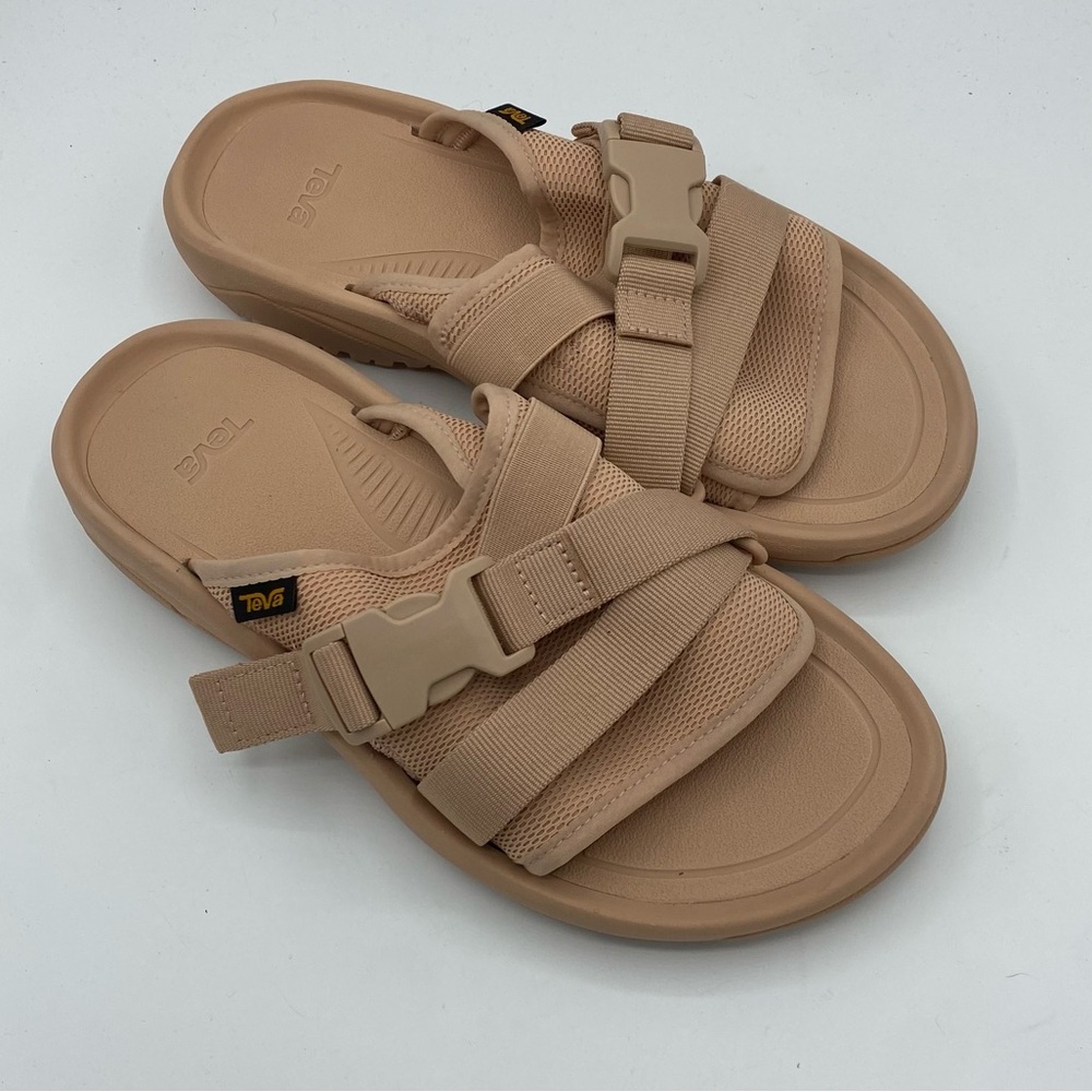 Teva Women's Tan Slide Sandals with Buckle Straps